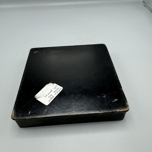 Antique Victorian Hand Painted Lacquered Papier Mache Square Box with Pansies - Picture 4 of 16